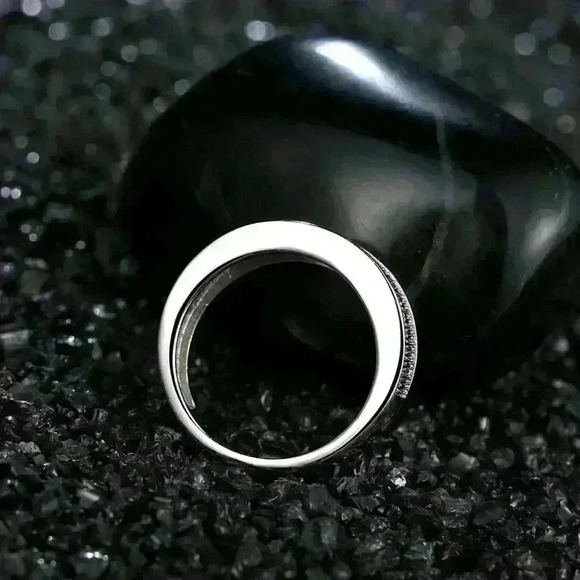 ✨925 Silver Plated 3A CZ Blue & White Color Micro Paved Ring, GPMB1489 - Picture 4 of 4